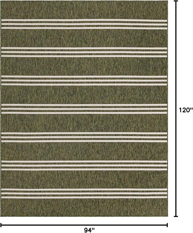 Unique Loom Outdoor Collection Area Rug - Anguilla (7' 10" x 10' Rectangle, Green/ Ivory)
