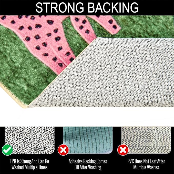 Leopard Washable Rugs, Green Cute Cheetah Tropical Animals Boho Vintage Distressed Hippie 4x6 Area Rugs for Dining Living Room Bedroom Kitchen Nursery, Oriental Aesthetic Tribal Indoor Entryway Carpet