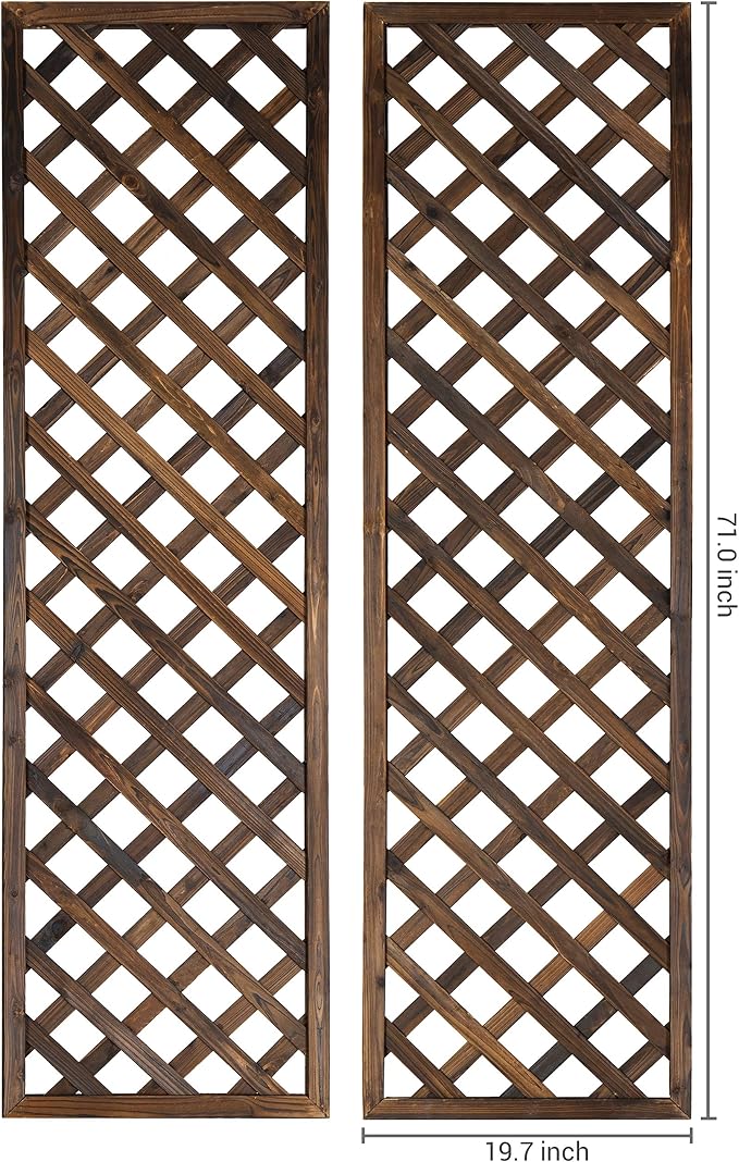MyGift Wood Trellis, Wall Hanging Large Garden Trellis for Climbing Plants Outdoor, Brown Lattice Panels for Outside, Set of 2