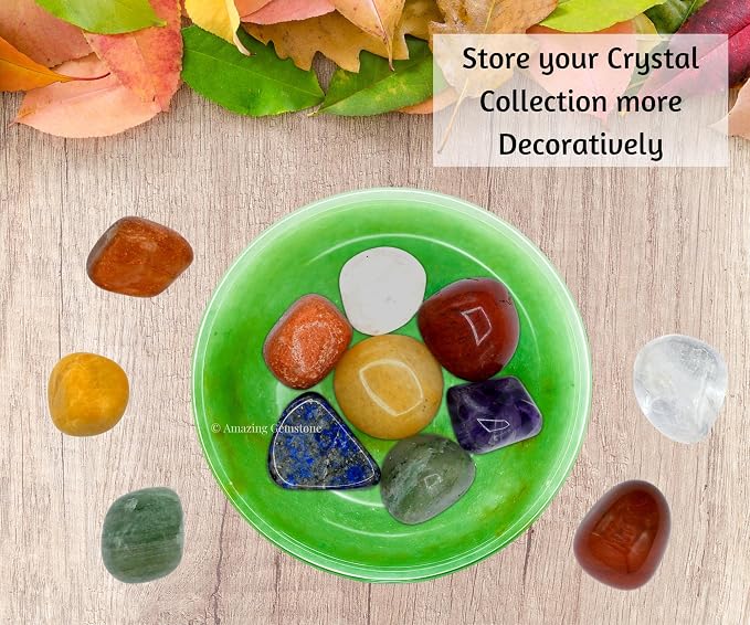 Green Aventurine (Light) Crystal Bowl - 3 Inch Decorative Bowls for Room and Home Decor - Gemstone Healing Crystals for Elegant Display, Positive Energy Balance and Gift