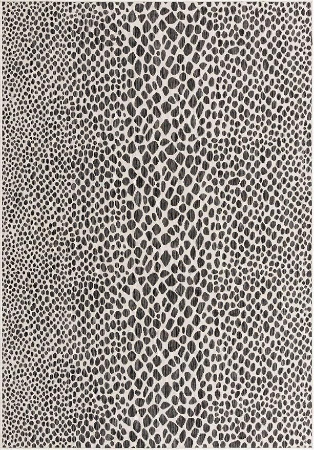 Unique Loom Outdoor Collection Area Rug - Cape Town (7' 1' x 10' Rectangle, Black/ Ivory)