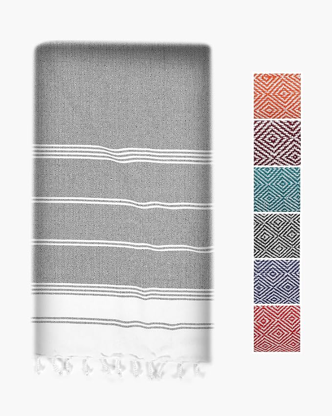 LANE LINEN Beach Towel, Oversized Beach Towel 39"x71", Lightweight Beach Essentials for Women, Large Pool Towel, Absorbent & Quick Dry, Sand Free Beach Towel - Ebony