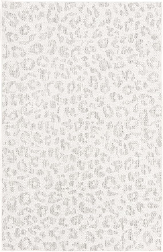 Unique Loom Outdoor Safari Collection Area Rug - Leopard (5' 3" x 7' 10" Rectangle, Ivory Gray)