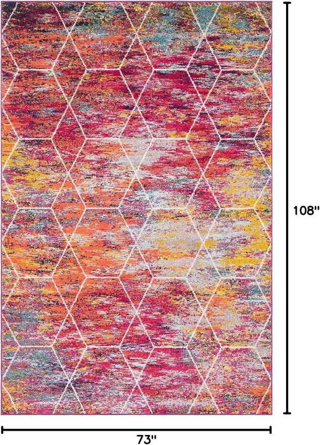 Unique Loom Trellis Frieze Collection Area Rug - Geometric (6' x 9', Multi/ Ivory)