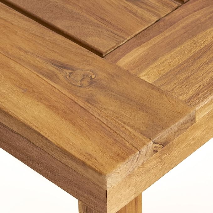 Merax 69" Outdoor Acacia Wood Dining Table, Rectangular Patio Table with Slatted Surface, Sandblast Natural Finish