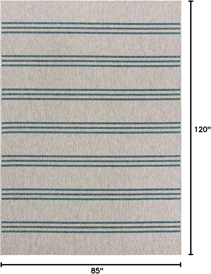 Unique Loom Jill Zarin Outdoor Collection Area Rug - Anguilla (7' 1'' x 10' Rectangle, Light Gray/ Teal)