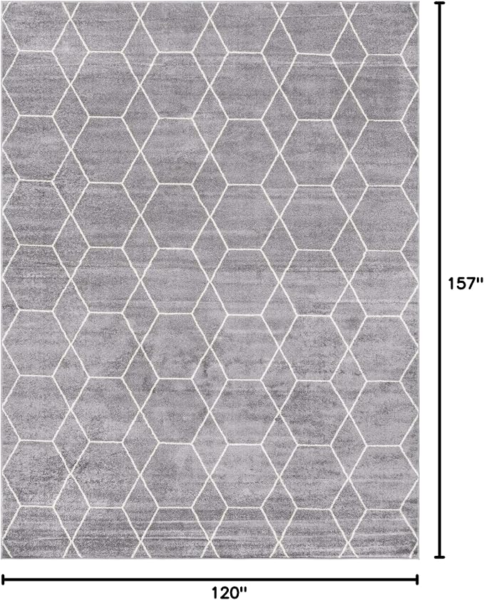 Unique Loom Trellis Frieze Collection Area Rug - Geometric (10' x 13', Light Gray/ Ivory)