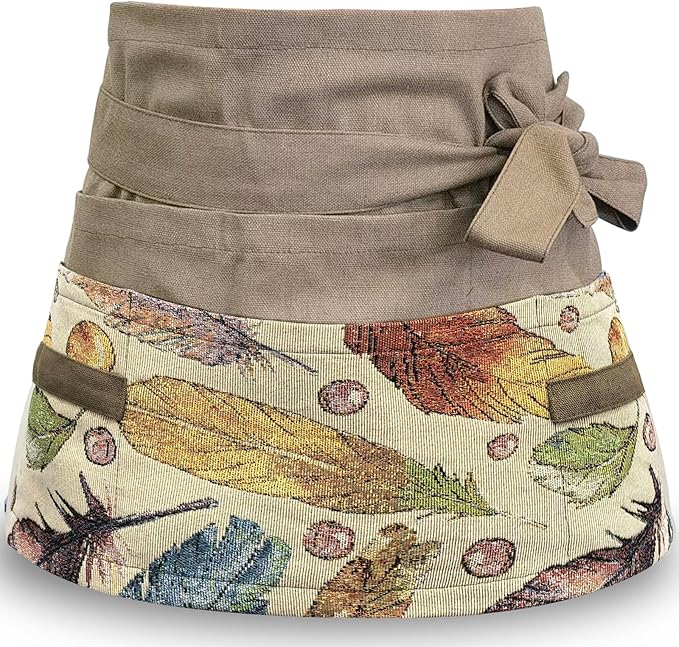 Garden Apron for Woman, Serve Apron Cute, Flora Half Apron with 8 Pockets, Valentines Gift for Mom Wife Girlfriend
