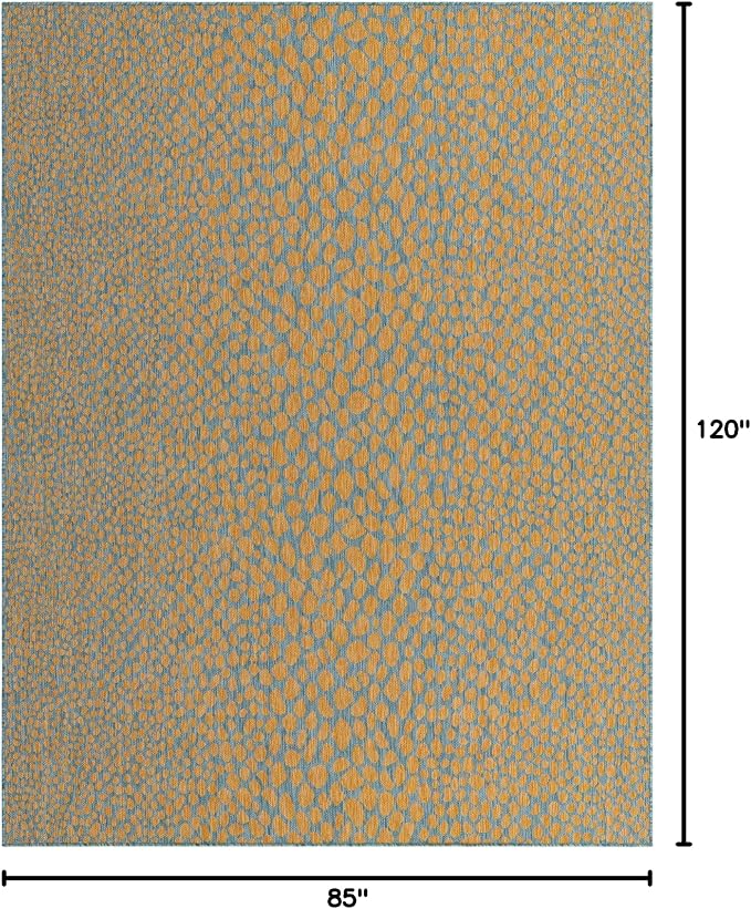 Unique Loom Jill Zarin Jill Zarin Outdoor Collection Area Rug - Cape Town (7' 1" x 10' Rectangle, Yellow and Aqua/Light Blue)