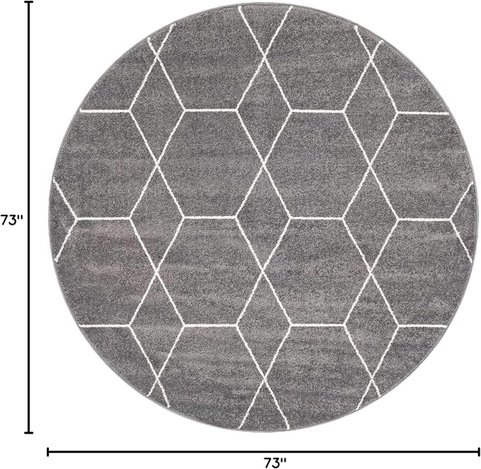 Unique Loom Trellis Frieze Collection Area Rug - Geometric (6' Round, Dark Gray/ Ivory)