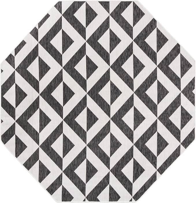 Jill Zarin Jill Zarin Outdoor Collection Area Rug - Napa (7' 10" Octagon Charcoal Gray/Ivory)