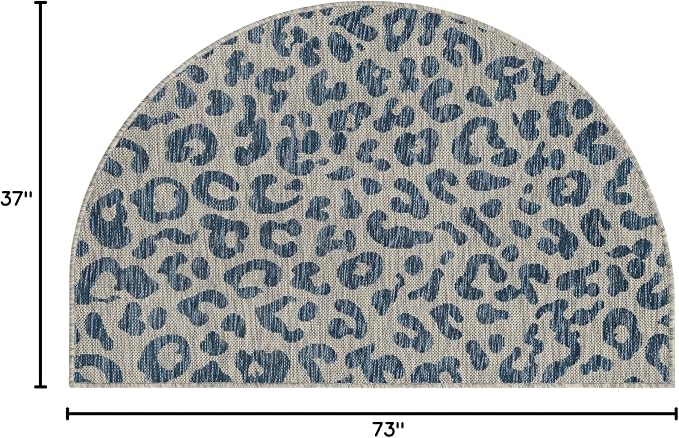 Unique Loom Outdoor Safari Collection Area Rug - Leopard (3' 1" x 6' 1" Hearth Blue/Gray)