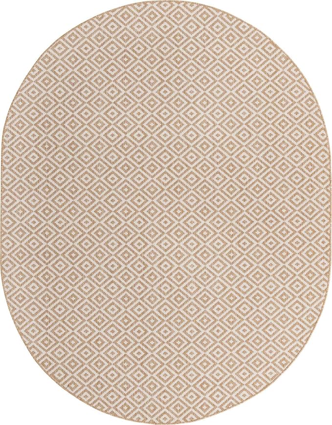 Unique Loom Jill Zarin Outdoor Collection Area Rug - Costa Rica (7' 10" x 10' Oval, Beige/ Cream)