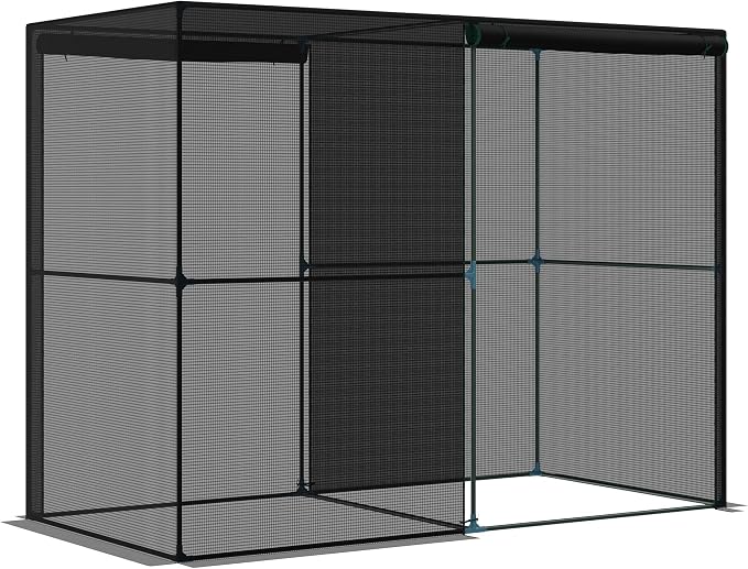 Outsunny 8' x 4' x 6' Crop Cage, Plant Protection Tent with Zippered Doors for Vegetable Garden, Backyard, Black