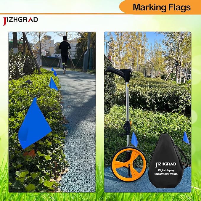 100Pack Blue Marking Flags, JIZHGRAD 16x4x5 Inch Marker Flags Use for Yard & Lawn, Boundary & Dog Training, Survey & Landscape, Sprinkler & Surveyor, Garden & Construction, High Visibility, Sturdy, Versatile, UV & Weather Resistant