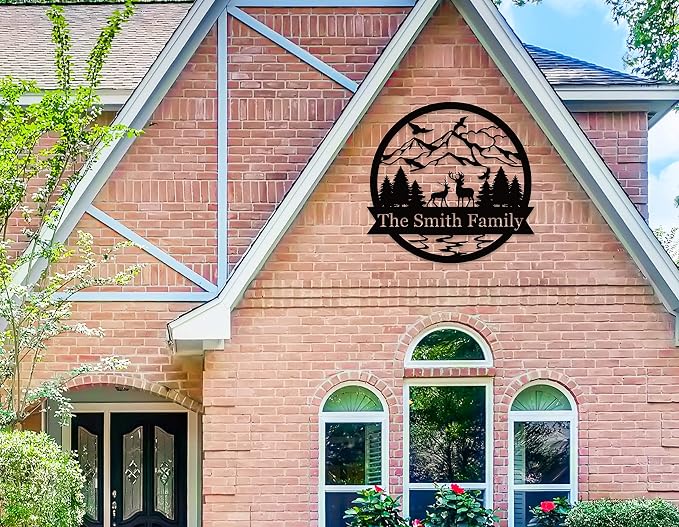 The Great Outdoors Deer Monogram, Metal Wall Decor, Custom Monogram Sign Customized Outdoor Personalized Metal Signs