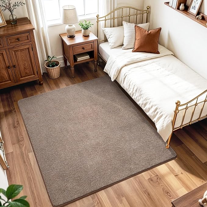 Keeko 5x5 Square Area Rugs for Living Room Bedroom,Soft Washable Carpet | Modern Indoor Memory Foam Entryway Rug Low Pile Minimalist Non Slip Rug for Kids Nursery Dorm Room Home Decor Brown and White