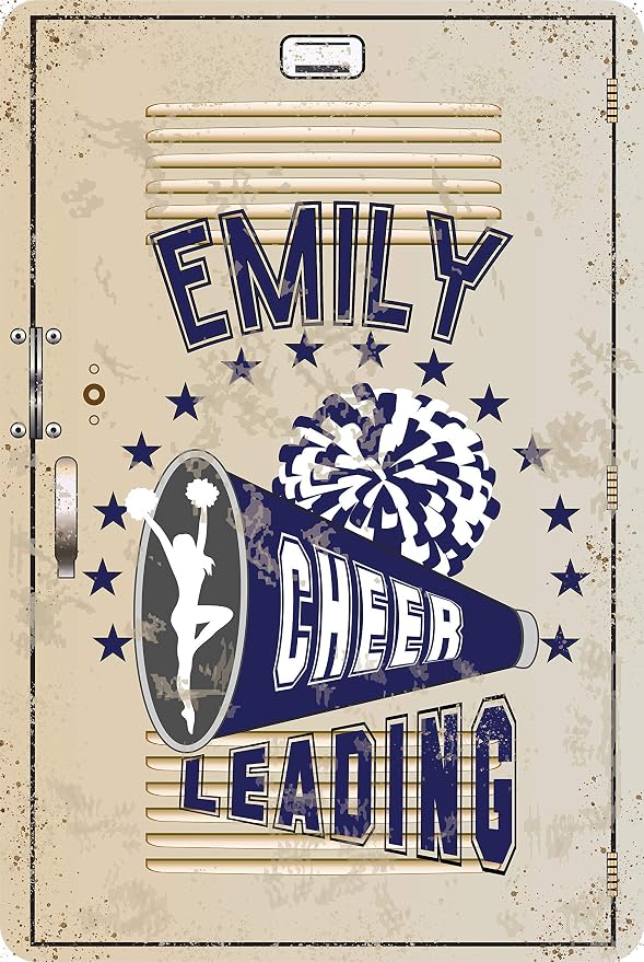 Personalized Cheerleader Design Locker Decor - Custom Name Cheerleader Room Decor, Girls Bedroom Accessories, Unique Graduation Gift, 8x12 or 12x8 Use Indoor or Outdoor Rustic Style Metal Tin Sign