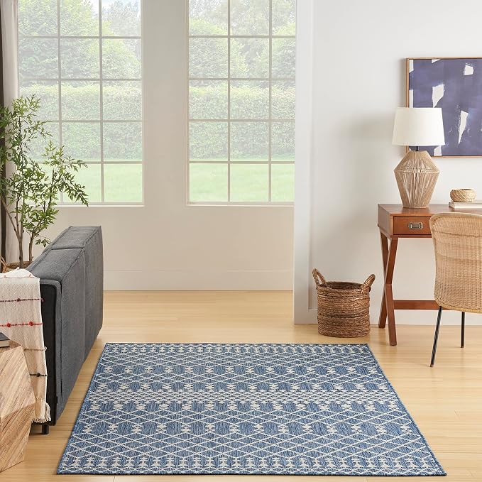 Nourison Home Positano Navy Blue 4' x 6' Area Rug - Easy Clean, Non Shedding, Bed Room, Living Room, Dining Room, Kitchen (4' x 6')