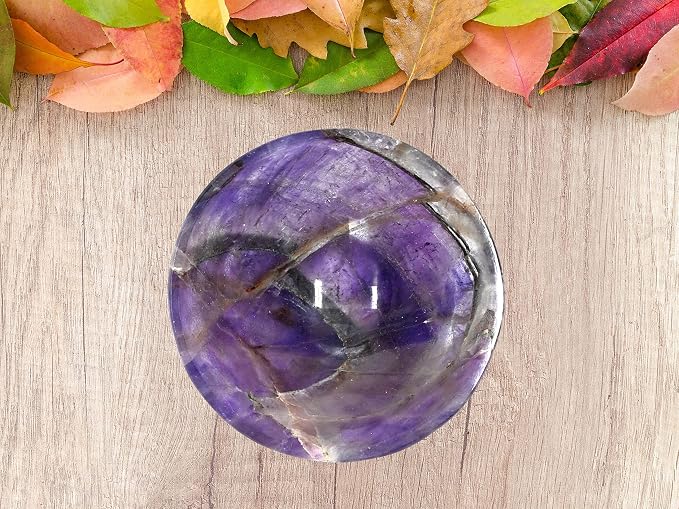 Amethyst Crystal Bowl - 2 Inch Decorative Bowls for Room and Home Decor - Gemstone Healing Crystals for Elegant Display, Positive Energy Balance and Gift