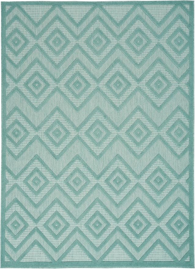 Nourison Home Versatile Aqua Teal 6' x 9' Area Rug - Easy Clean, Non Shedding, Bed Room, Living Room, Dining Room, Kitchen (6' x 9')