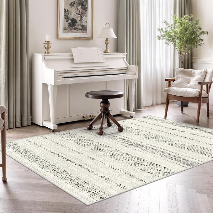 Miukiki 3x5 Washable Area Rug Moroccan Soft Non Slip Entryway Rug Grey | Machine Washable 3x5 Rug for Bedroom Kitchen Living Room, Low Pile Indoor Floor Carpet with Vintage Pattern
