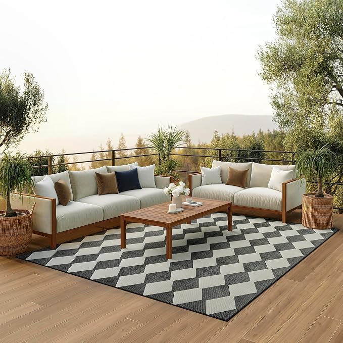 Nourison Home Positano Black 8' x 10' Area Rug - Easy Clean, Non Shedding, Bed Room, Living Room, Dining Room, Kitchen (8' x 10')
