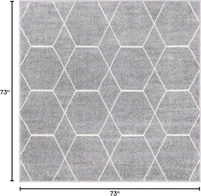 Unique Loom Trellis Frieze Collection Area Rug - Geometric (6' Square, Light Gray/ Ivory)