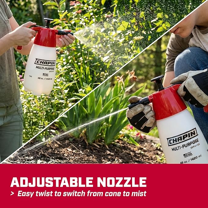 Chapin 10022 48-Ounce Handheld Multi-Purpose Value-Pack Pump Sprayer for Fertilizers, Herbicides and Pesticides, 2-Pack, Translucent White