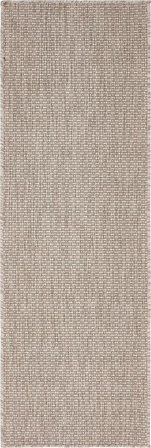 Unique Loom Collection Casual Transitional Solid Heathered Indoor/Outdoor Flatweave Area Rug (2' x 6' 1" Runner, Beige/Ivory)
