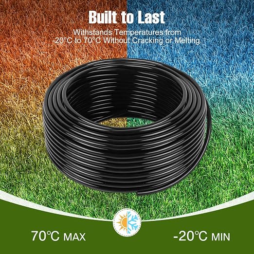 100FT 1/4 Inch Drip Irrigation Tubing with 10 Pack Push-to-Connect 1/4" Tee Connectors, Distribution Drip Line Hose & Universal Tee Fitting, for Drip Irrigation Parts or Drip System and Misting System