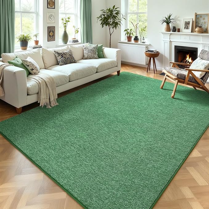 AROGAN 4x6 Area Rugs for Living Room Non Slip Dorm Bedroom Rug, Matte Green | Modern Area Rugs with Soft Memory Foam, Minimalist Washable Indoor Floor Carpet for Dining Room Office Kids Playroom Decor