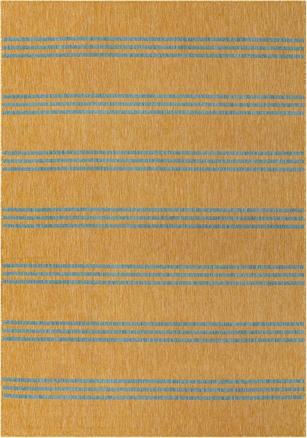 Unique Loom Jill Zarin Outdoor Collection Area Rug - Anguilla (7' 1'' x 10' Rectangle, Yellow and Aqua/Light Blue)