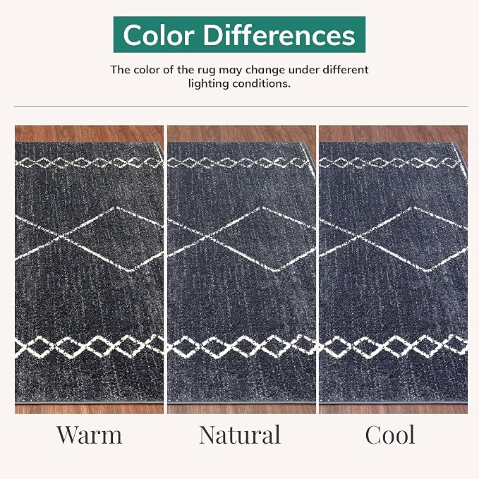 LUXE WEAVERS Daphnes Anthracite 9x12 Boho Moroccan Geometric Area Rug 2735