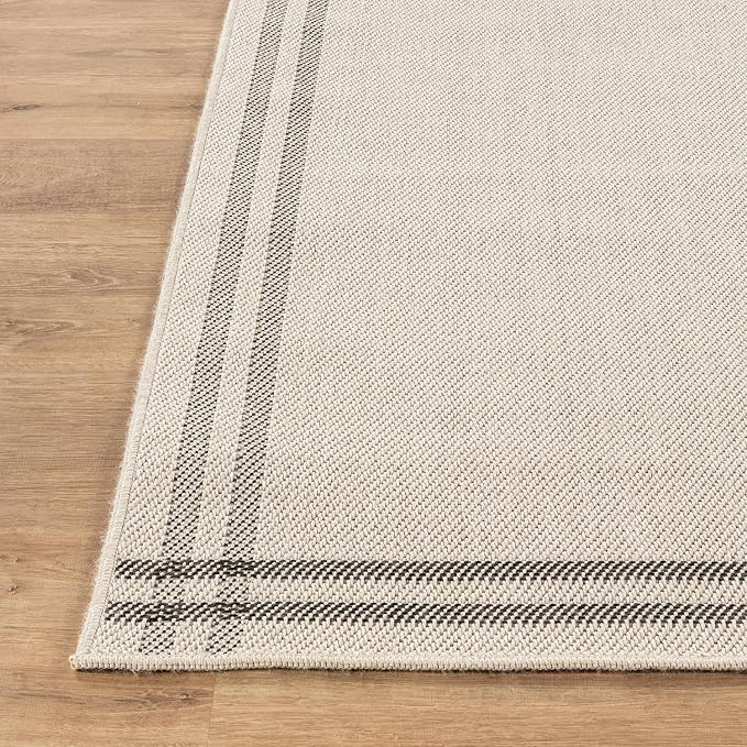 Luul Home Easy Jute Rugs 8x10 Bordered Bone Color Living Room Indoor Outdoor Area Rug for Patio and Kitchen Rug High Traffic Washable Easy to Clean Solid Boho Woven Design Outside Carpet (8 x 10)