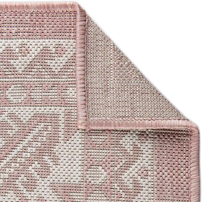 Unique Loom Outdoor Aztec Collection Area Rug - Chalca (3' 3" x 5' 3" Rectangle, Pink/ Ivory)