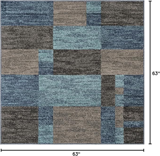 Unique Loom Autumn Collection Area Rug - Providence (5' 3" Square, Blue Gray/ Light Brown)