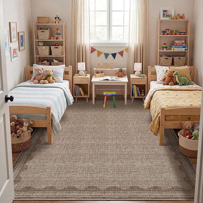 GarveeHome Scalloped Washable Rug 3x5 Non-Slip Low-Pile Indoor Rugs for Entryway Solid Coffee Modern Minimalism Carpet for Bedroom Living Room Kitchen Bathroom Door Mat
