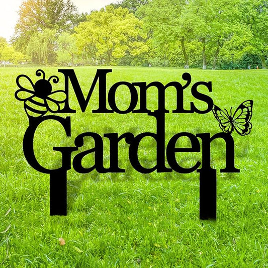 Custom Garden Sign, Personalized Bee Butterfly Art Garden, Metal Stake Gardener Name Sign, Gardens Plaque, Yard Art Decor, Mother's Day Present