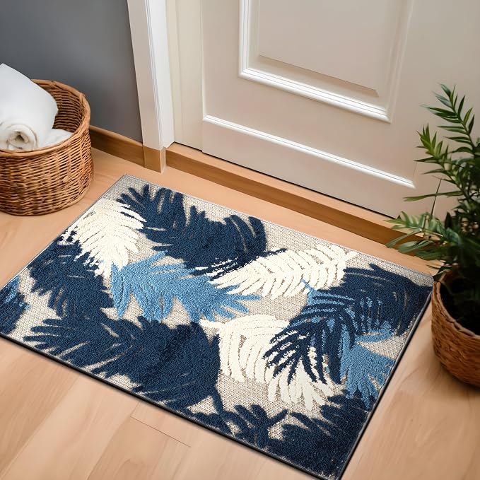 Rugshop Lucca Contemporary Floral Indoor/Outdoor 2' 7" X 4' Navy