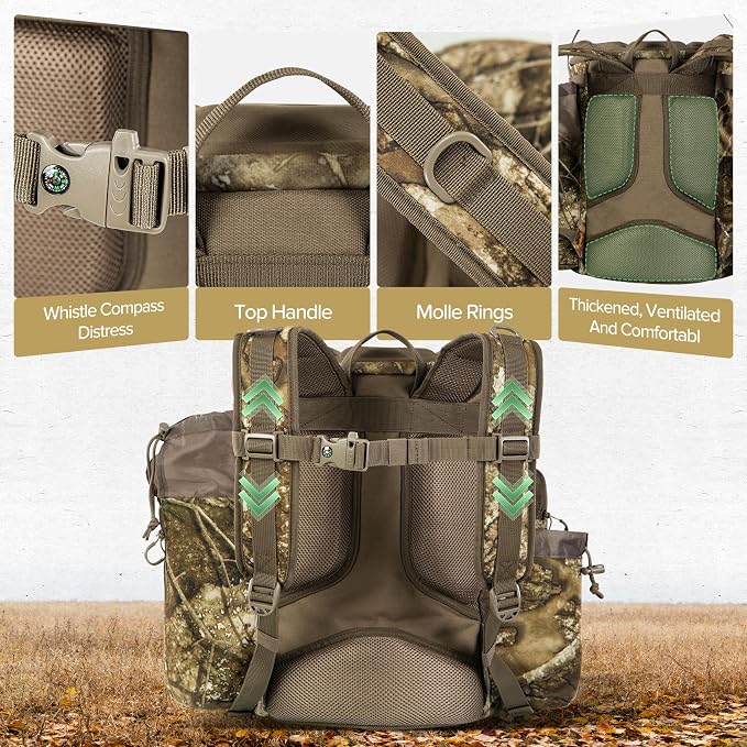 BLISSWILL Hunting Bucket Backpack with Seat Suitable for 5-gallon Seat，Dove Hunting Accessories，Daypack for Rifle Bow Gun（Not including Bucket and Lid）