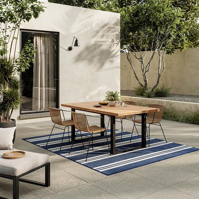 Nourison Home Horizon Indoor/Outdoor Navy 6' x 9' Area Rug - Easy Clean, Non Shedding, Bed Room, Living Room, Dining Room, Kitchen (6' x 9')