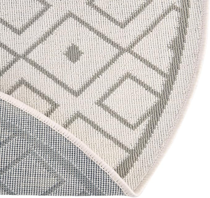 Unique Loom Outdoor Trellis Collection Area Rug - Kafes (7' 1" Round, Ivory/ Gray)