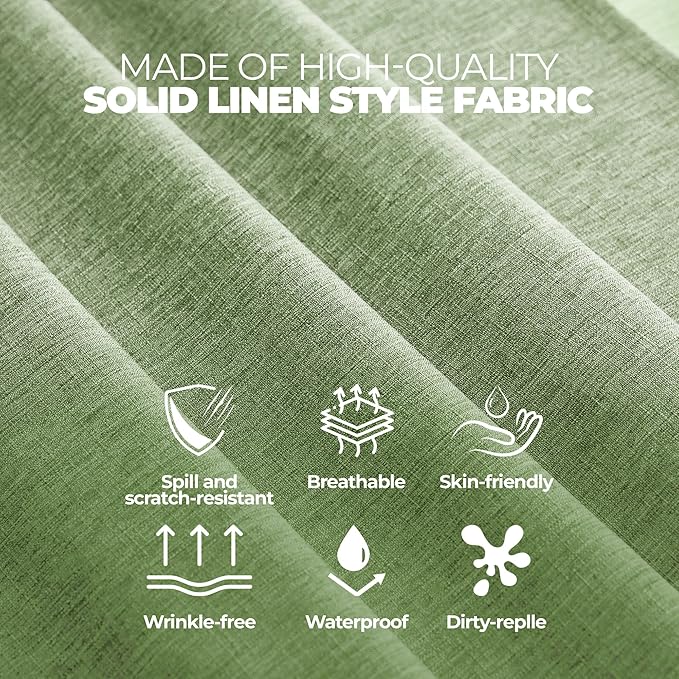 Decorelia Table Cloth for Rectangle Dining Table, Faux Linen Waterproof Texture Farmhouse Washable Rectangular Tablecloth Cover for Birthday, Party, Picnics, Outdoor Decor(Sage Green, 52 x70 Inch)