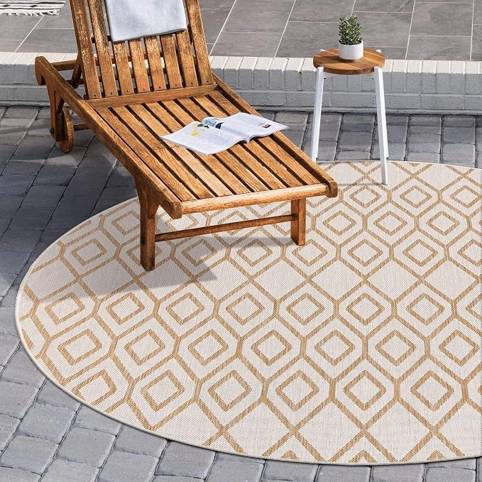 Jill Zarin Outdoor Collection Area Rug - Turks and Caicos (4' Round Beige/Brown)