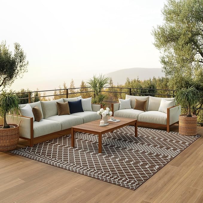 Nourison Home Positano Natural 7' x 10' Area Rug - Easy Clean, Non Shedding, Bed Room, Living Room, Dining Room, Kitchen (7' x 10')