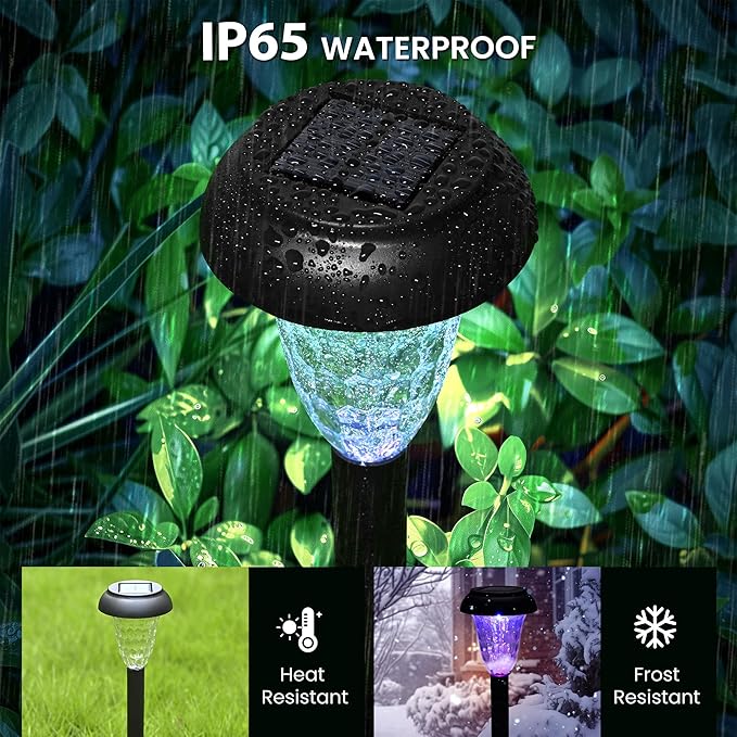 TISEJOY Solar Pathway Lights Outdoor Waterproof 16 Pack Color Changing Garden Light for Yard Patio Driveway Walkway Lawn Landscape Lighting for Outdoor 4th of July Decorations
