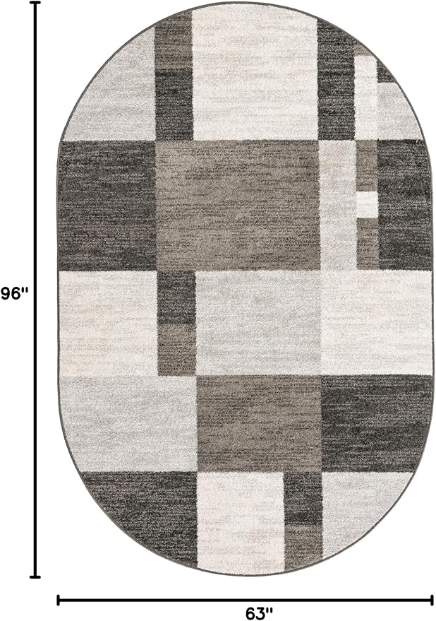 Unique Loom Autumn Collection Area Rug - Providence (5' 3" x 8' Oval, Gray/ Ivory)