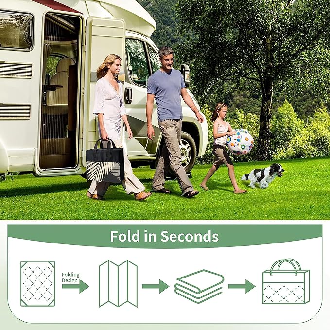 GENIMO Outdoor Rug 3' x 5' Waterproof for Patios Clearance, Reversible Outdoor Plastic Straw Camping Rug Carpet, Large Area Rugs Mats for RV, Camper, Deck, Balcony, Porch, Beach, Picnic, Black&Beige