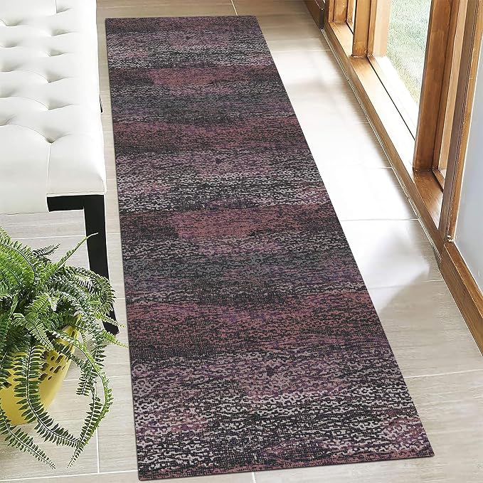Washable Area Rug - 1/6 Thick - Stain & Water Resistant Non-Slip - Resistant Rug for Living Room, Bedroom, Nursery, Pet & Child Friendly, Vintage Charm Area Rugs (Burgundy, 2'6'' x 8')